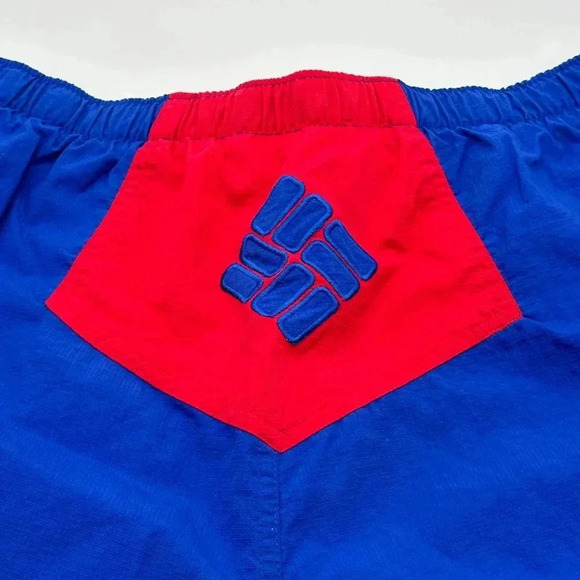 Vintage Columbia Belted Swim Trunks Mens Size L Blue & Red Shorts - Picture 8 of 10
